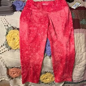 Vibrant Red Tie-Dye Leggings